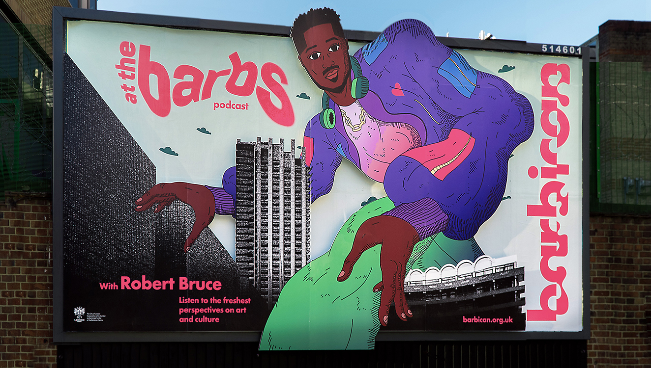 At the barbs podcast billboard